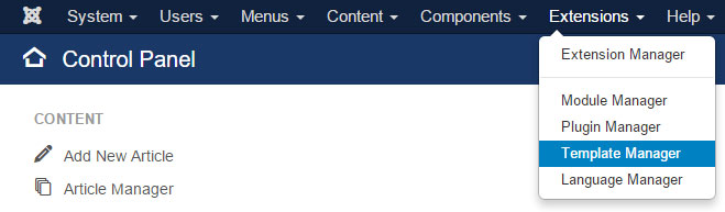 how to find Joomla template manager